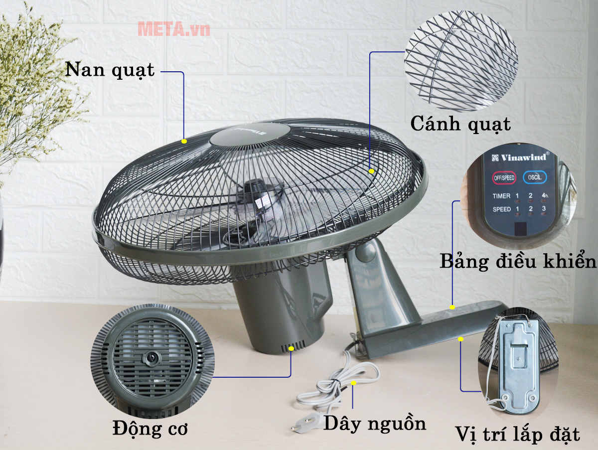 [HÀNG CHÍNH HÃNG] Quạt treo tường Vinawind QTT400X-PN sải cánh 400 (Có điều khiển)