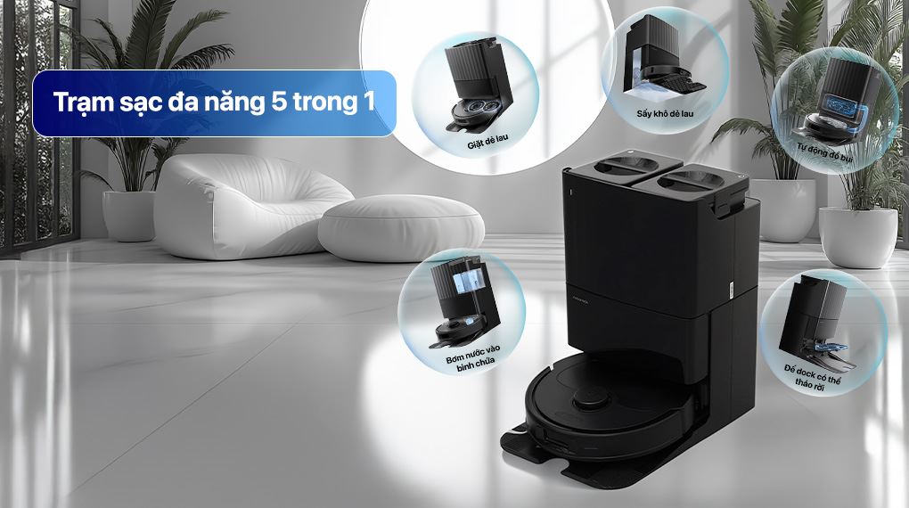 [HÀNG CHÍNH HÃNG] Robot hút bụi lau nhà Roborock QR 798 - Roborock QR798 Đen/ trắng