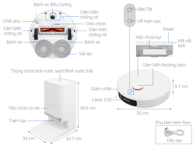 [HÀNG CHÍNH HÃNG] Robot hút bụi lau nhà Xiaomi X20+