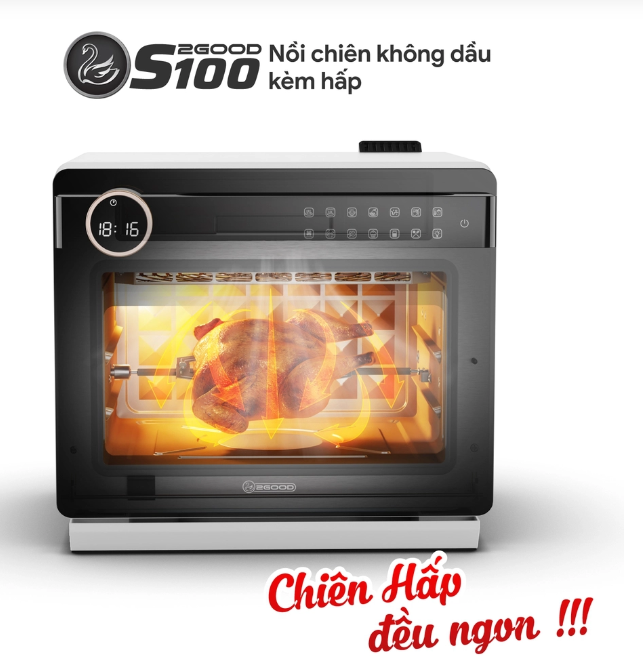 [GIẢM 30%] [HÀNG CHÍNH HÃNG] Nồi Chiên Không Dầu Kèm Hấp cao cấp 2GOOD S100 Dung tích 20L / 2GOOD S20