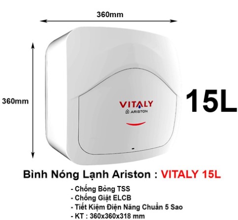 [HÀNG CHÍNH HÃNG] Bình nước nóng lạnh Ariston Vitaly 15 lít