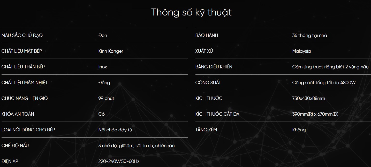 [GIẢM 40%] Bếp từ đôi Malaysia Mutosi MI-268KB