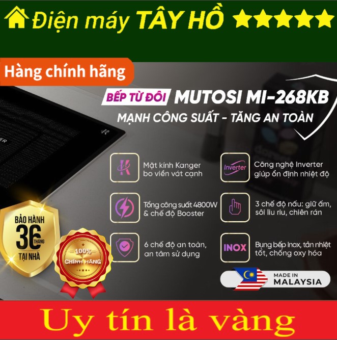 [GIẢM 40%] Bếp từ đôi Malaysia Mutosi MI-268KB