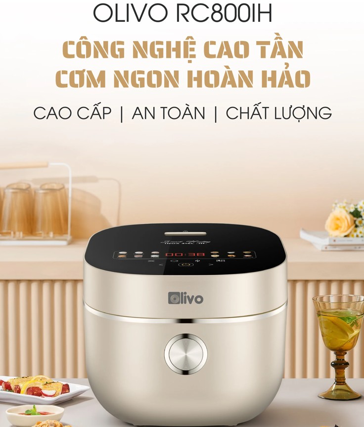 [GIẢM 30%] [HÀNG CHÍNH HÃNG] Nồi Cơm Điện Cao Tần OLIVO RC800IH
