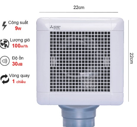 [HÀNG CHÍNH HÃNG] Quạt hút âm trần nối ống Mitsubishi VD-10Z4T6 / VD-10Z4T7 / VD-10Z4T8
