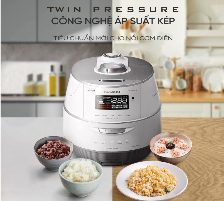 Nồi cơm điện cao tần áp suất kép Cuckoo CRP-FHTAS1010FW 1.8L (Lòng Inox)