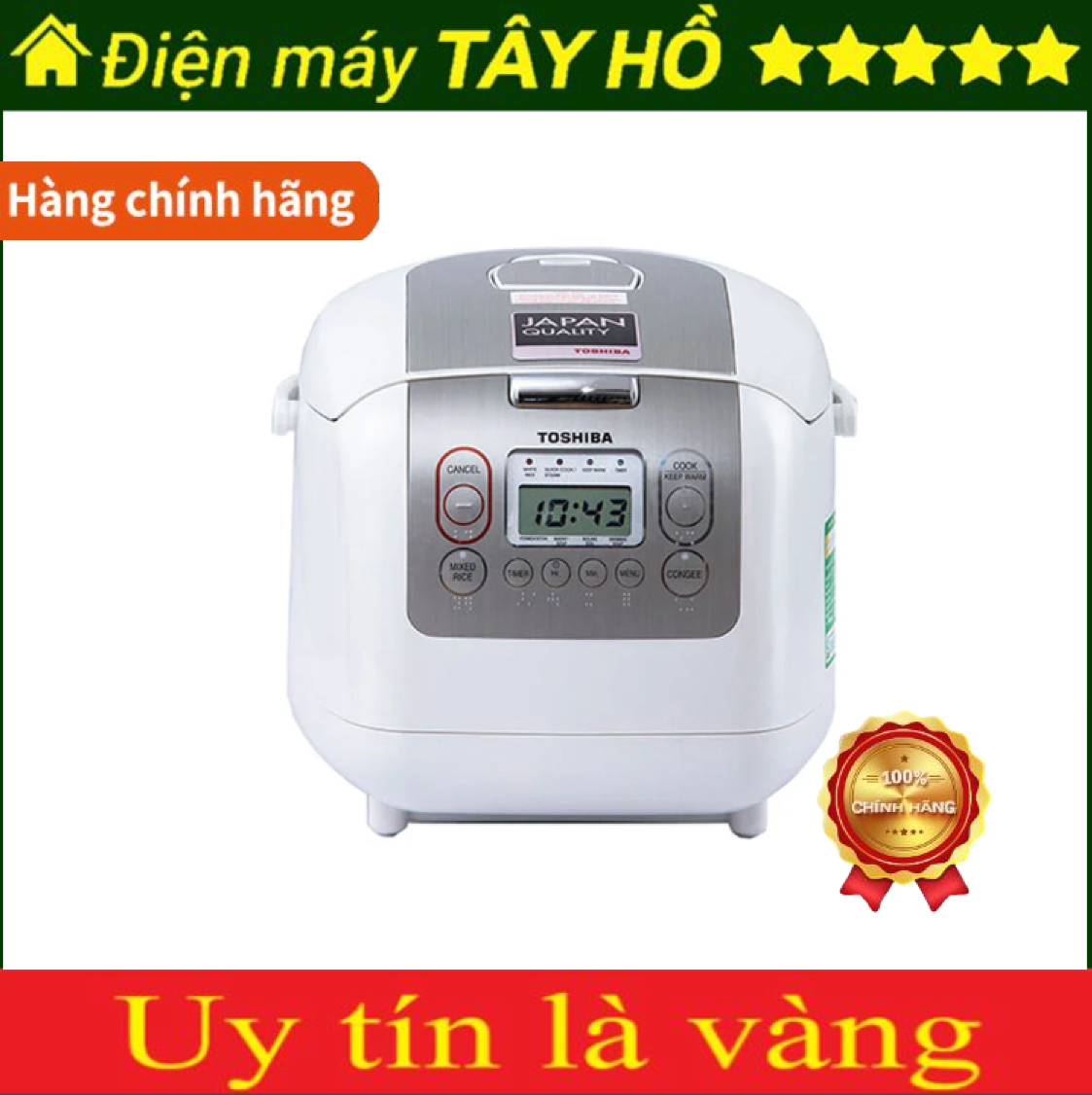 [HÀNG CHÍNH HÃNG] Nồi cơm điện Toshiba 1.8 lít RC-18NTFV (W) = RC-18NMF xuất xứ Thái Lan