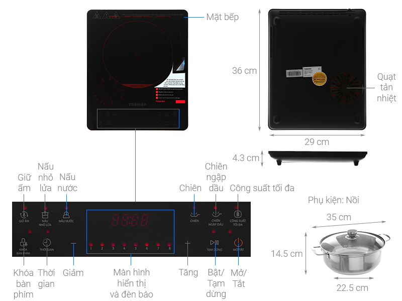 [HÀNG CHÍNH HÃNG] Bếp từ Toshiba IC-20S1PV