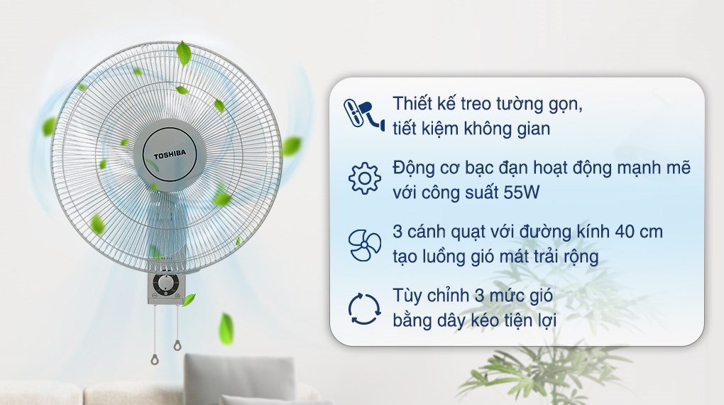 [HÀNG CHÍNH HÃNG] Quạt treo Toshiba không remote F-AWZ50VN(H) / F-AWA50VN(H)