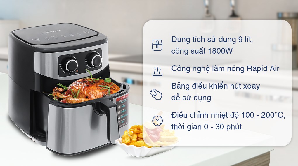 [HÀNG CHÍNH HÃNG] Nồi chiên không dầu Sunhouse SHD4035 9 lít