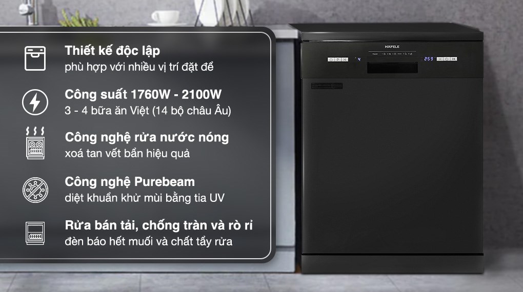 [HÀNG CHÍNH HÃNG] Máy rửa chén độc lập Hafele HDW-F601B (535.29.670)