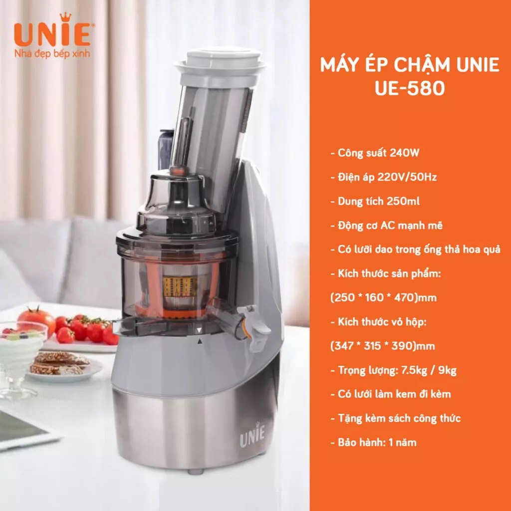 [GIẢM 30%] [CHÍNH HÃNG] Máy ép chậm Unie UE-580 (UE580)