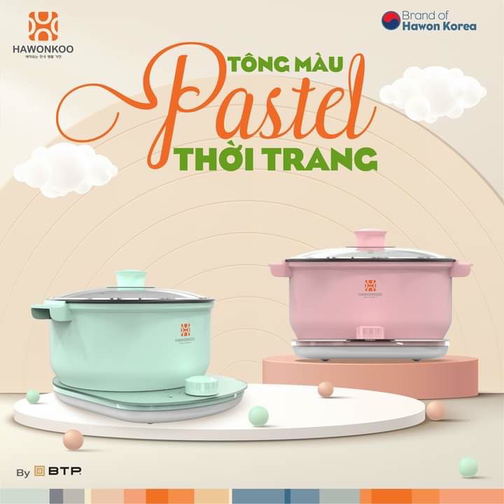 [HÀNG CHÍNH HÃNG] Nồi lẩu điện Hawonkoo HEH-100-PK Hồng / HEH-100-GE Xanh