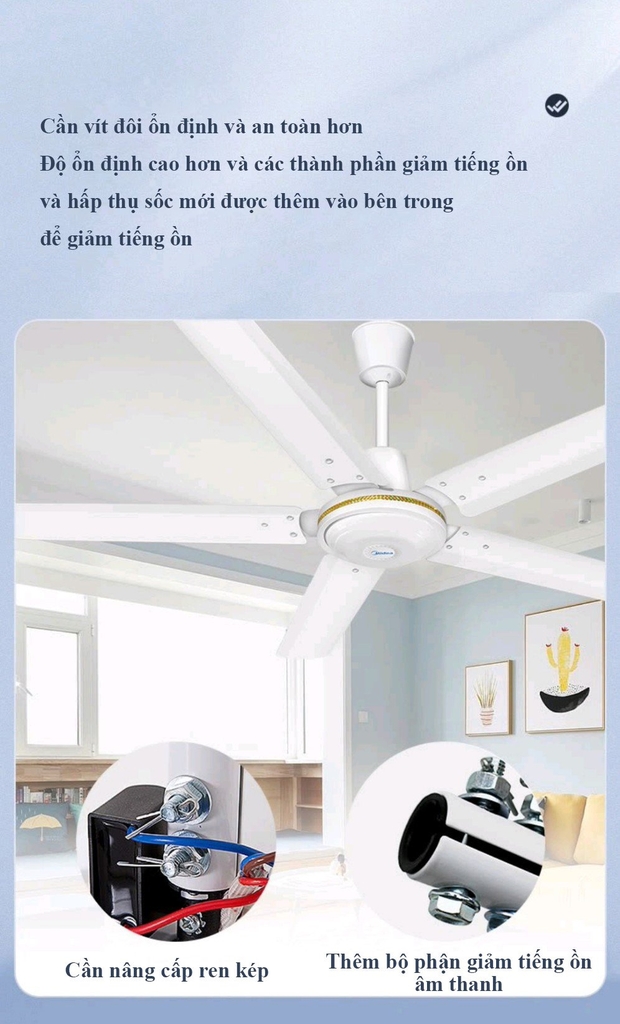 [GIẢM THÊM 50%] Quạt trần 5 cánh Midea FC140-DD