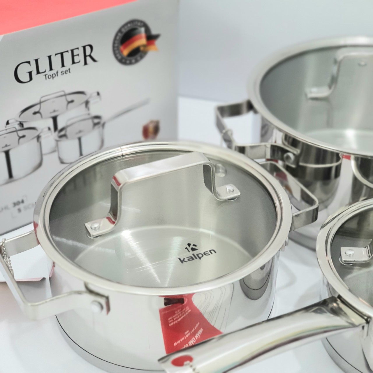 Bộ Nồi Inox 304 Cao Cấp 5 Đáy Kalpen Gliter KP-3568
