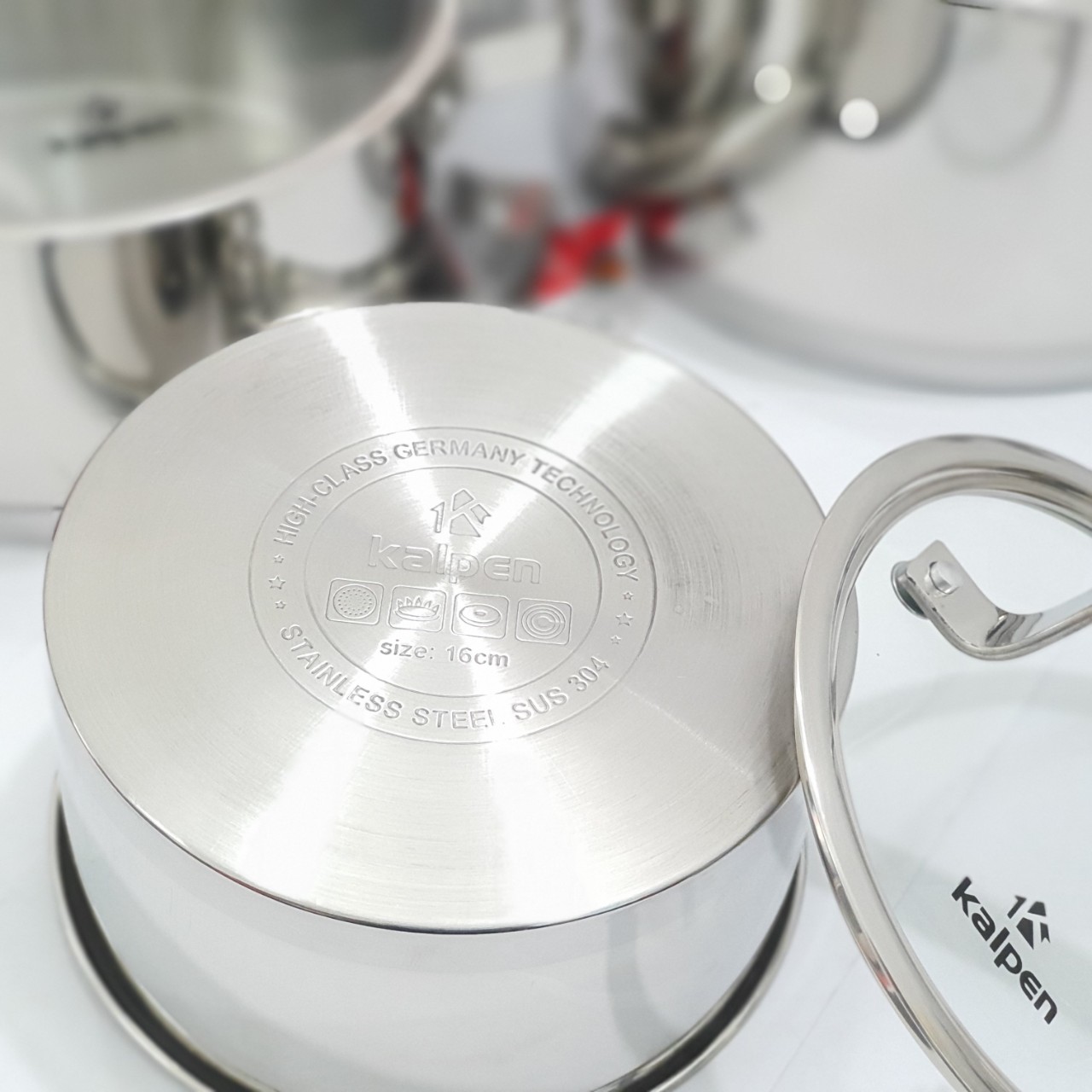 Bộ Nồi Inox 304 Cao Cấp 5 Đáy Kalpen Gliter KP-3568