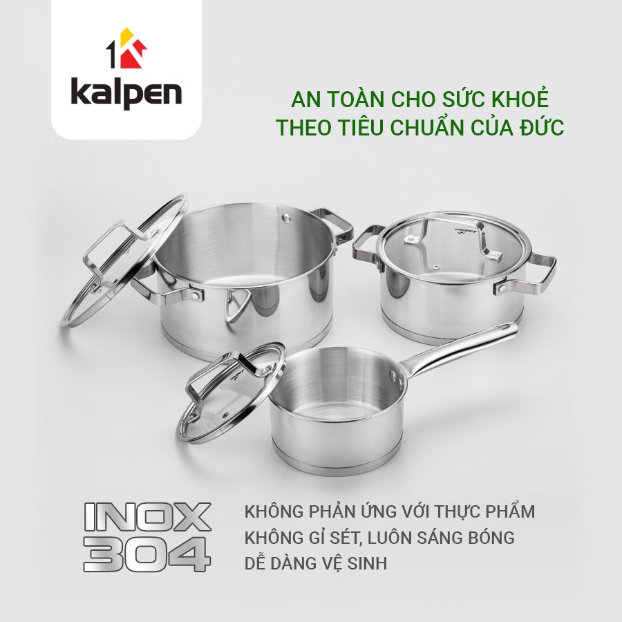 Bộ Nồi Inox 304 Cao Cấp 5 Đáy Kalpen Gliter KP-3568