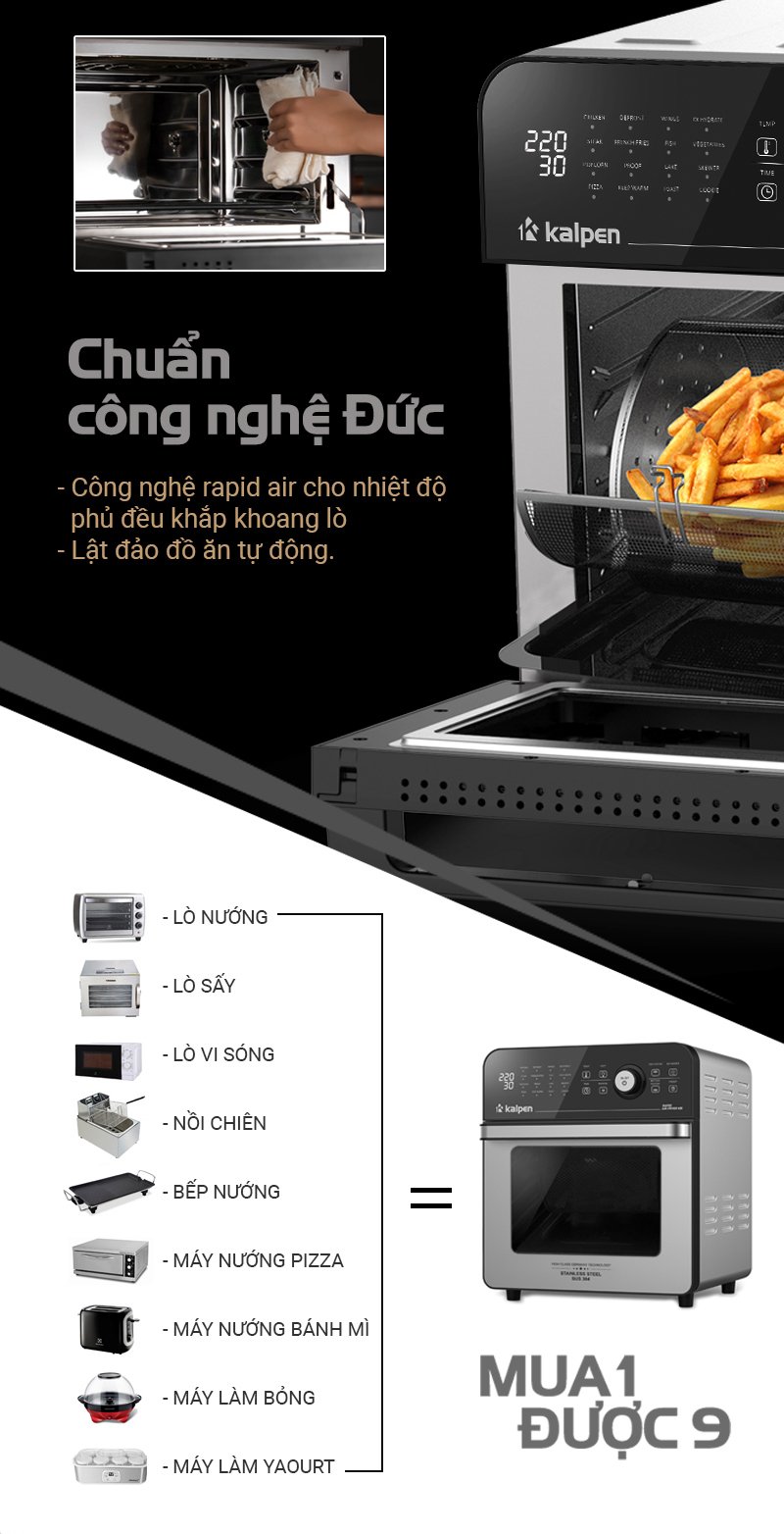 [HÀNG CHÍNH HÃNG] Nồi Chiên Không Dầu Cao Cấp Kalpen K15 ( bỏ mã không có hàng)