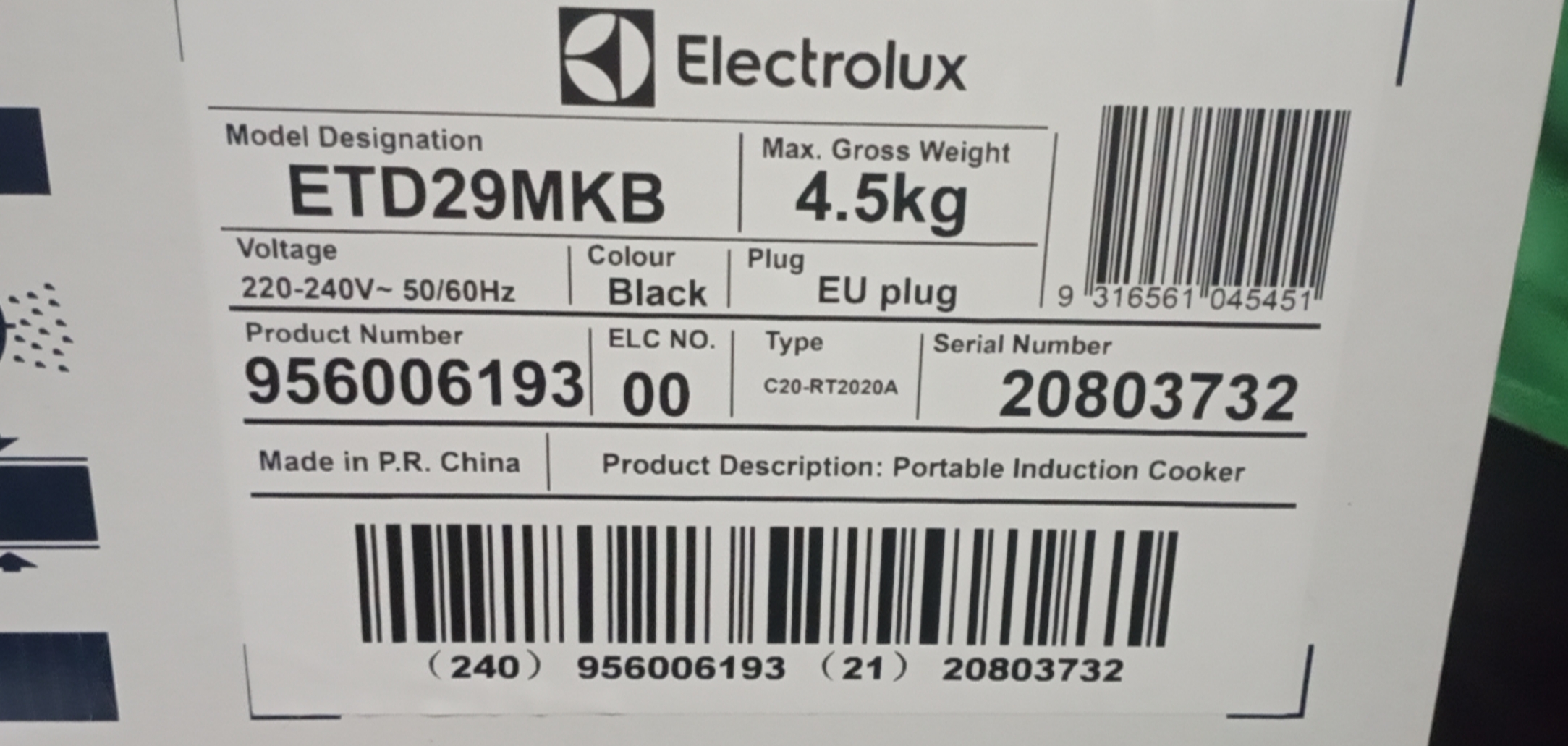 [ELECTROLUX | ETD29MKB] [CHÍNH HÃNG] BẾP TỪ ĐƠN ELECTROLUX CAO CẤP ETD29MKB 2000W