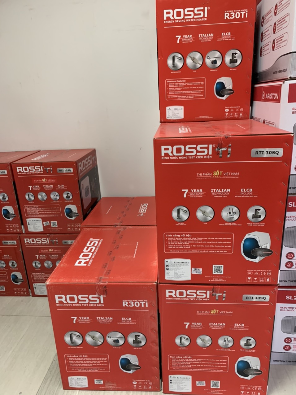 [HÀNG CHÍNH HÃNG] Bình nóng lạnh Rossi RTI 15SQ / TI-SMART 15L / RST 15SQ