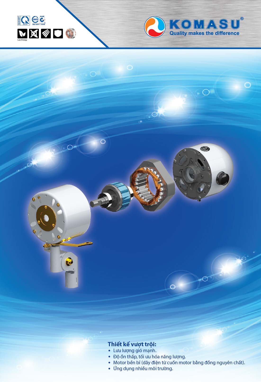 [HÀNG CHÍNH HÃNG] Quạt Treo Tường Công Tắc Thả KOMASU KM45-CT