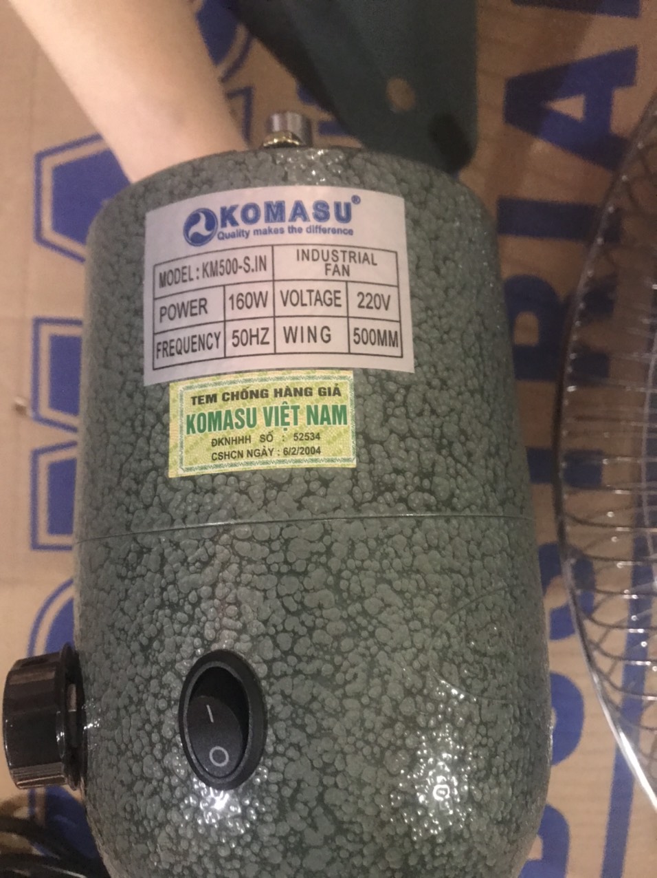 [HÀNG CHÍNH HÃNG] Quạt treo tường công nghiệp Komasu KM500S IN (KM500) mạ trắng