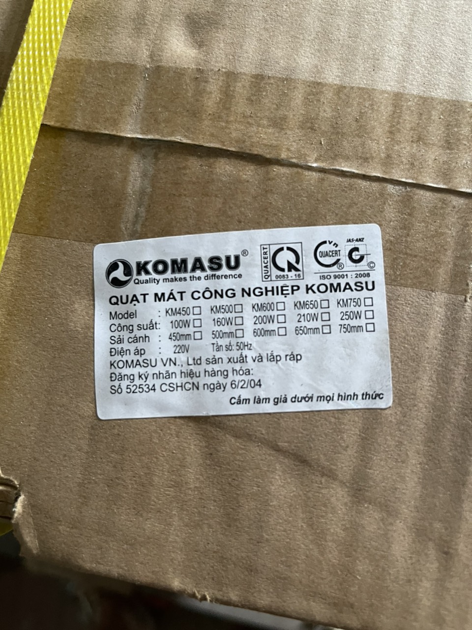 [HÀNG CHÍNH HÃNG] Quạt đứng công nghiệp KOMASU KM650