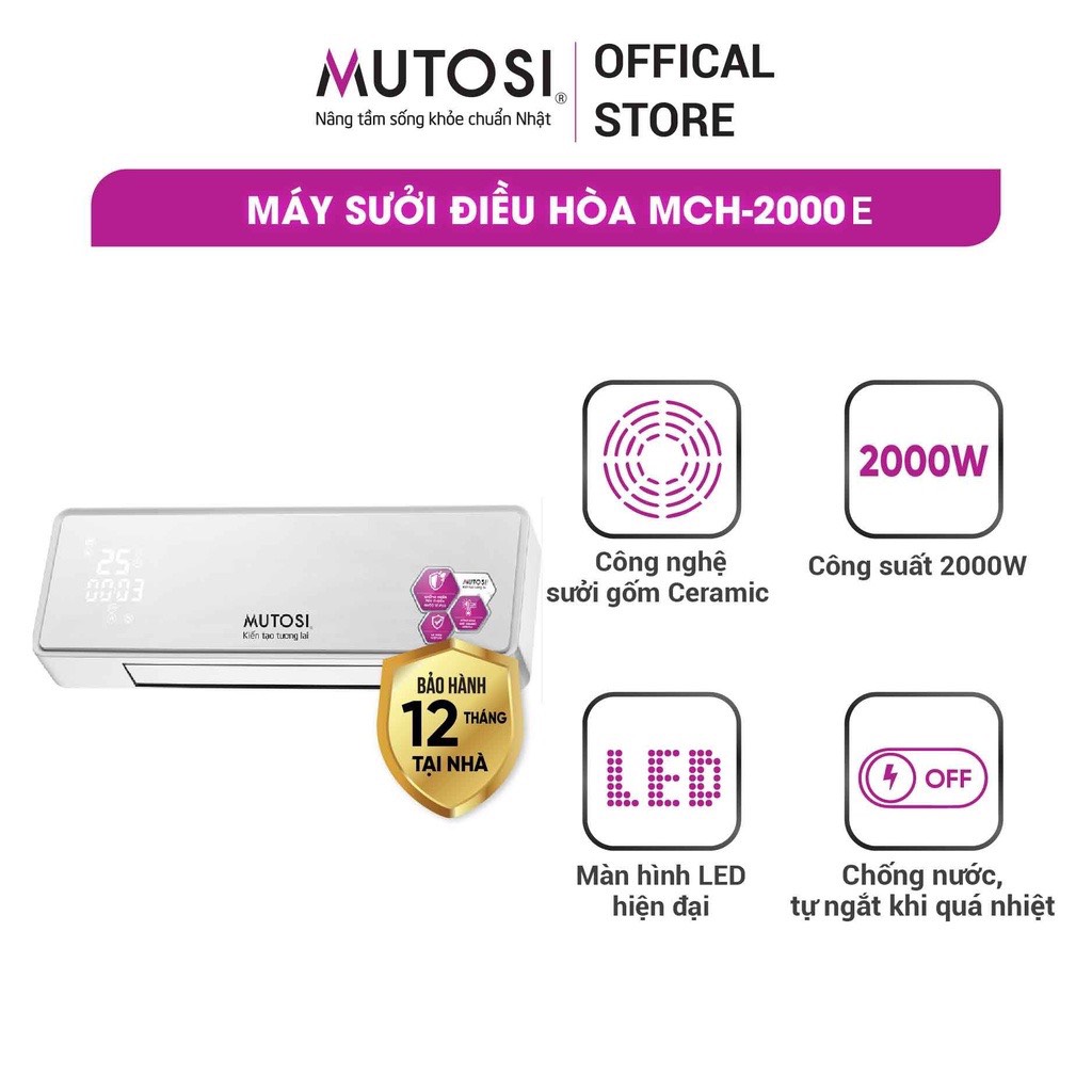 [GIẢM 30%] [HÀNG CHÍNH HÃNG] Máy sưởi điều hòa Ceramic Mutosi MCH-2000E