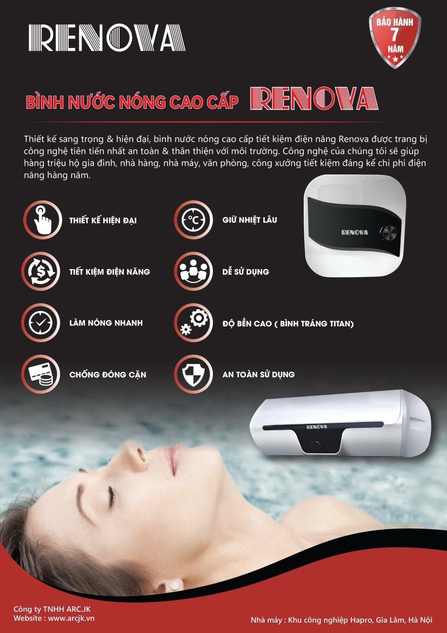 [HÀNG CHÍNH HÃNG] Bình nước nóng nhà tắm RENOVA / CHIEKO / ASIATIC