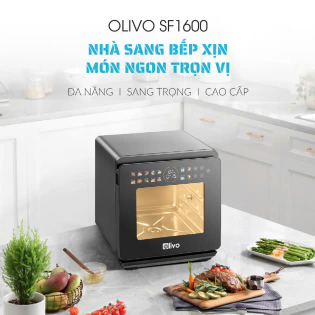 [GIẢM 40%][HÀNG CHÍNH HÃNG] Nồi Chiên Hấp Đa Năng OLIVO SF1600 - Phiên bản Đặc Biệt cao cấp nhất, Màn hình OLED hiện đại, 70 chế độ cài sẵn, Dung tích 16L, Vệ sinh dễ dàng