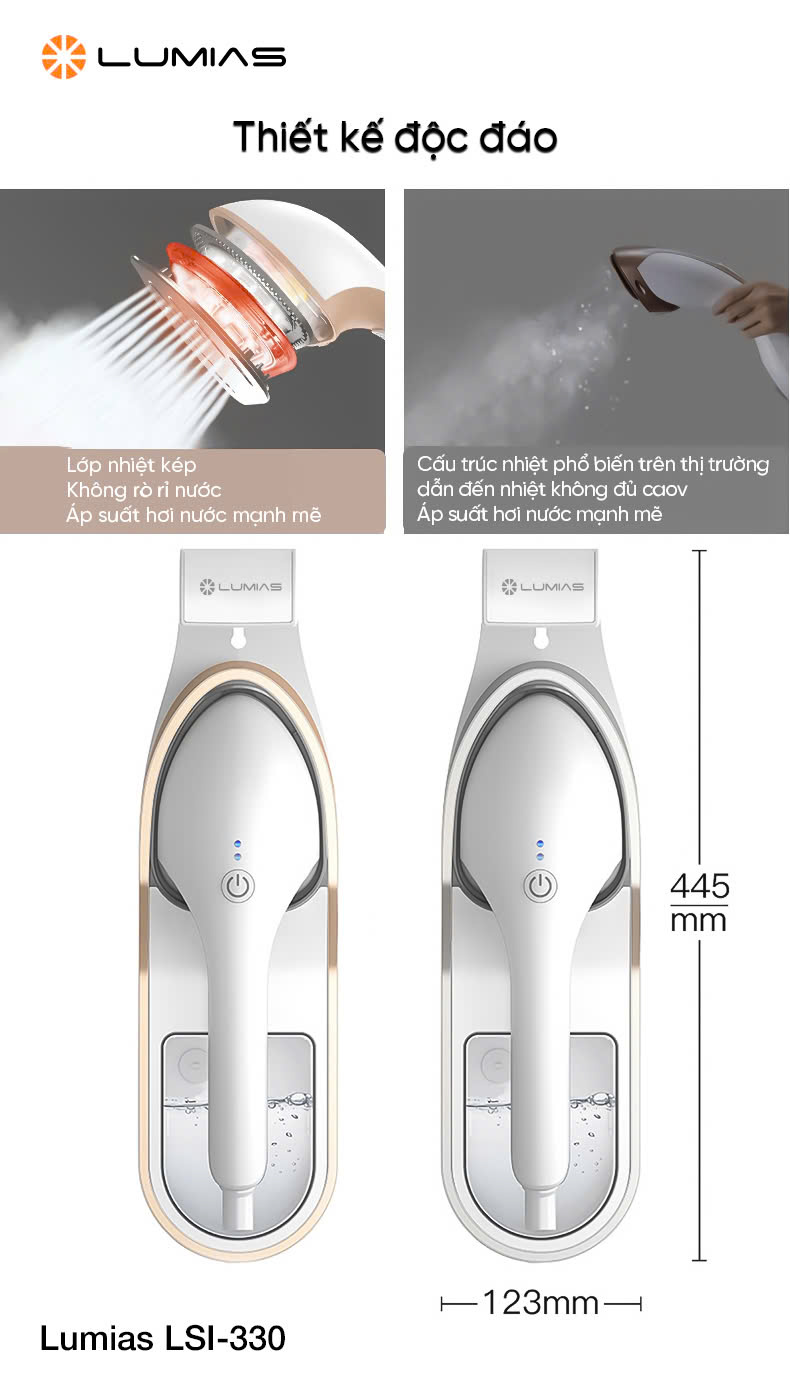 [HÀNG CHÍNH HÃNG] Bàn là hơi nước Lumias dung tích 330ml LSI-330