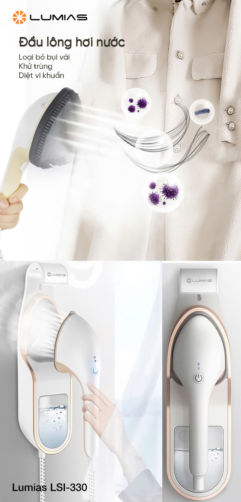[HÀNG CHÍNH HÃNG] Bàn là hơi nước Lumias dung tích 330ml LSI-330