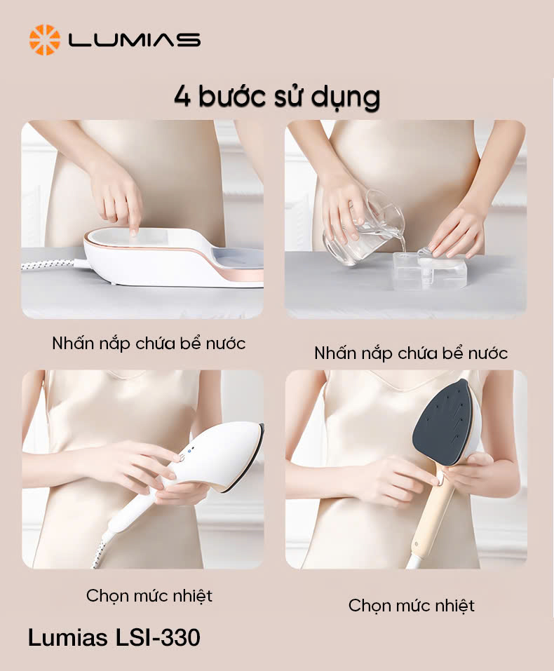 [HÀNG CHÍNH HÃNG] Bàn là hơi nước Lumias dung tích 330ml LSI-330