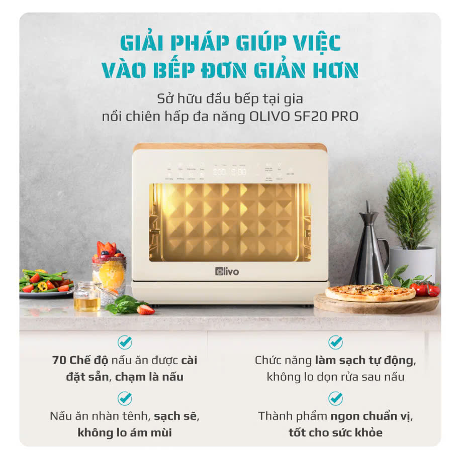 [Hàng chính hãng] Nồi Chiên Hấp Đa Năng OLIVO SF20 PRO
