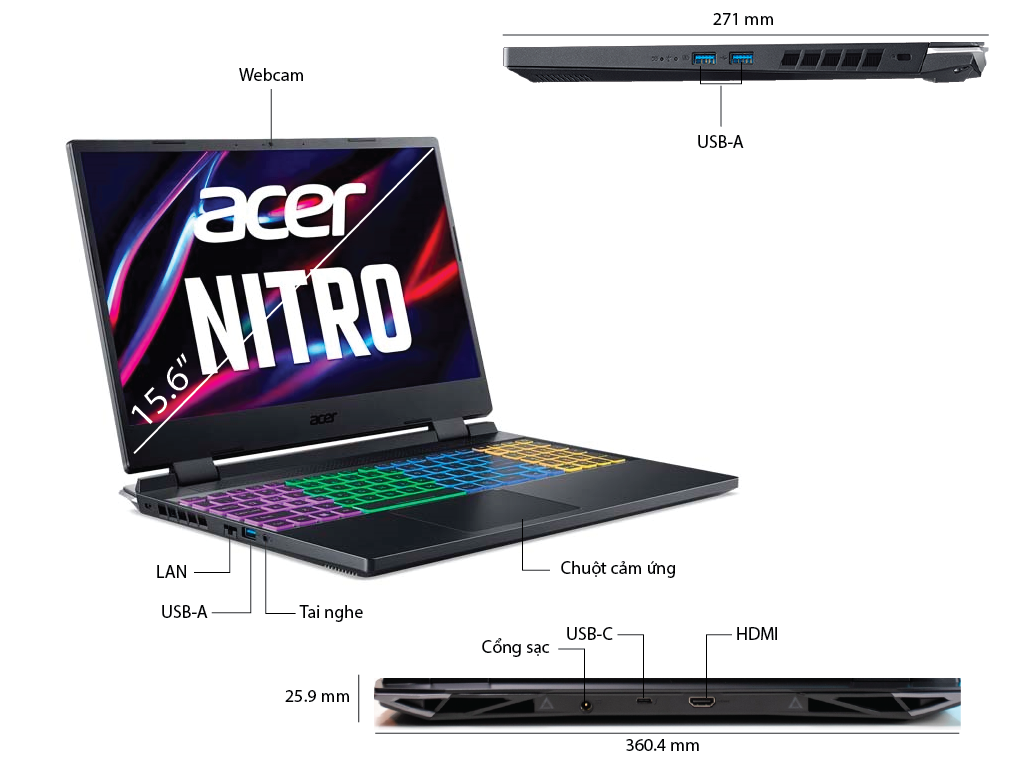 [New Outlet] Acer Nitro 5 Tiger 2022 Core i5–12500H/ 16GB/ 512GB/ RTX 3050Ti/ 15.6inch FHD IPS 144Hz (Nhập khẩu)