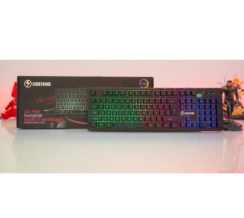 Bàn Phím Giả Cơ Lightning AD 7700 Led RGB Rainbow