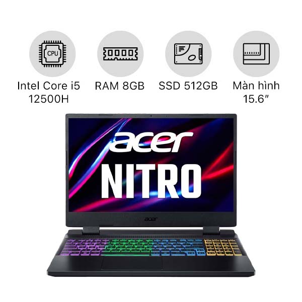 [Mới 100%] Acer Nitro 5 Tiger AN515-58-52SP Core i5-12500H/ 8GB/ 512GB/ RTX™ 3050 4GB/ 15.6 inch FHD