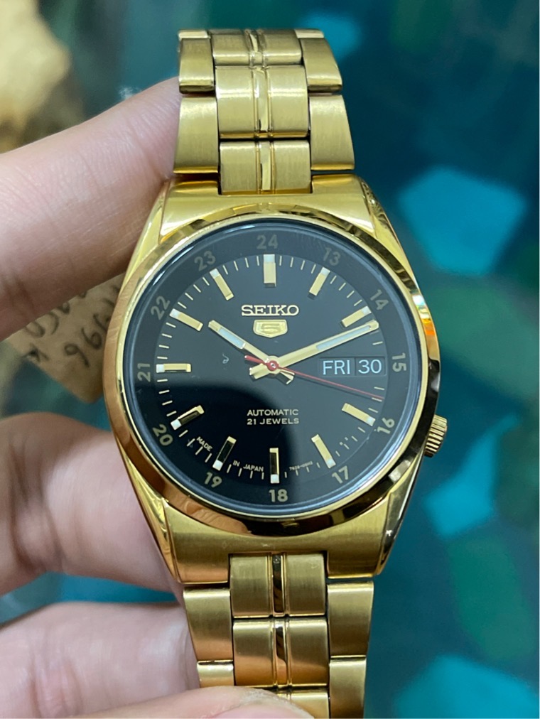 Mã 103: Đồng hồ Seiko 5 máy 7S26-02C0 - Made in Japan (Gold) - cơ Nhật nội