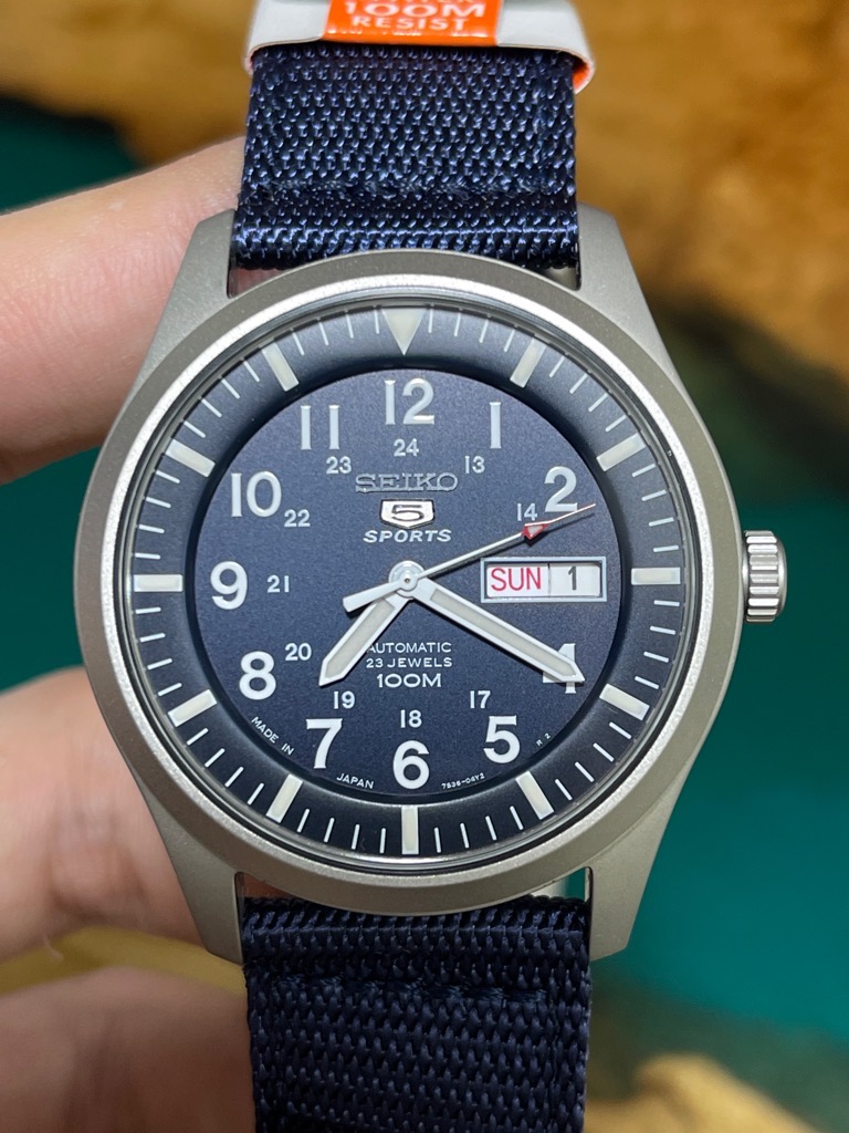 Mã số 412: Seiko 5 quân đội 42mm xanh Navy - Made in Japan (Hải quân)