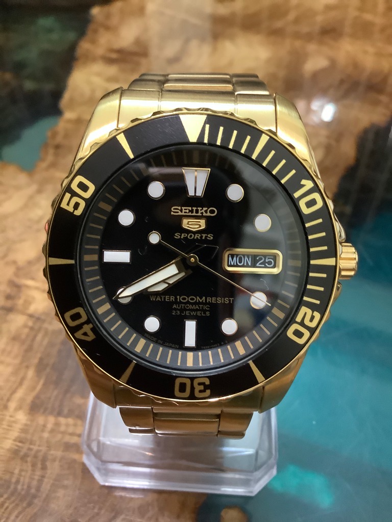 Seiko Sports Automatic 7S36 Stainless Steel Màu Gold 23 chân kính  Made in Japan