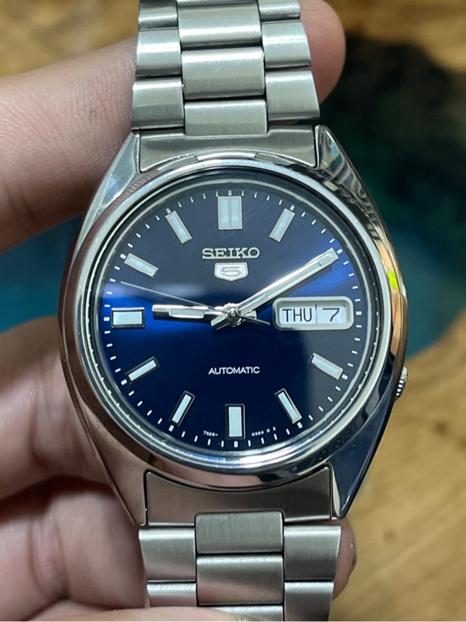 Seiko 5 Automatic 21 chân kính 7S26-0480 - màu bạc dial xanh dương