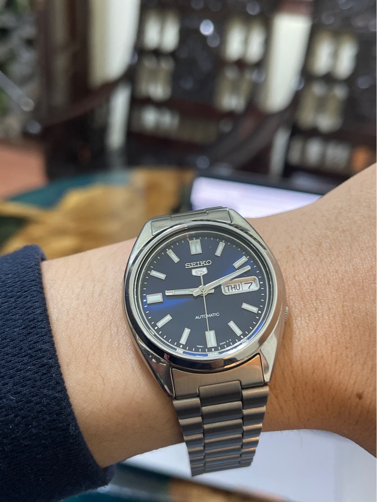 Seiko 5 Automatic 21 chân kính 7S26-0480 - màu bạc dial xanh dương