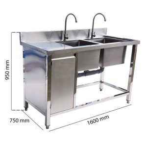 Chậu Rửa Inox 2 Hộc Liền Tủ