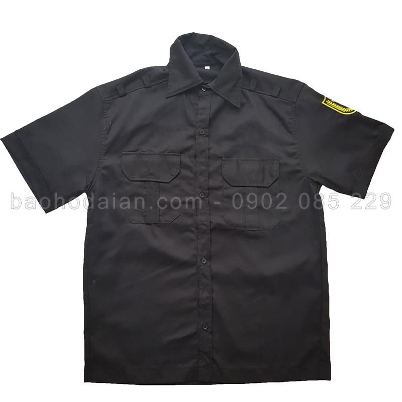 Áo vệ sĩ ngắn tay màu đen có logo vai size M