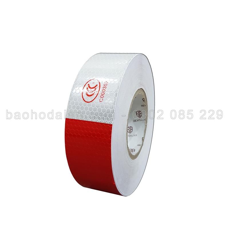 Băng keo phản quang đỏ trắng R-001