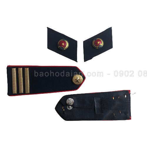 Cầu vai 1 gạch đồng viền đỏ kèm ve áo