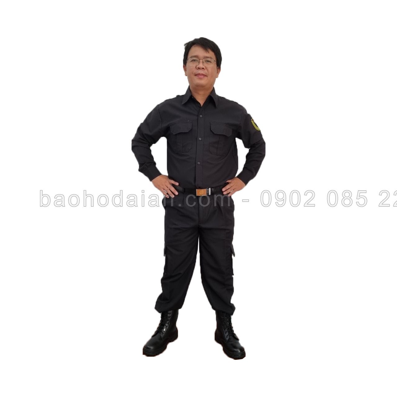 Quần áo vệ sĩ dài tay kaki 65/35 logo vai