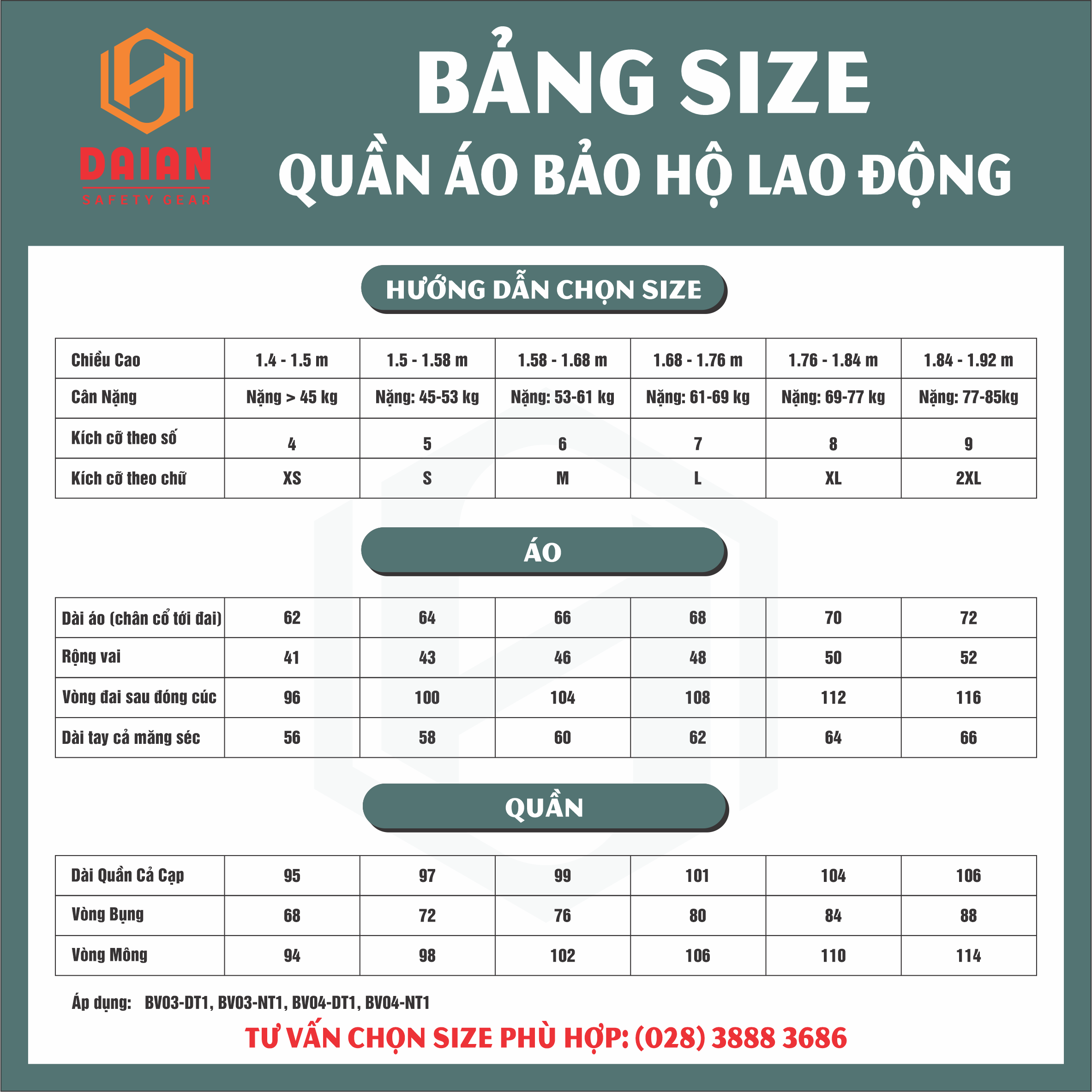 Quần áo bảo hộ Đại An 11