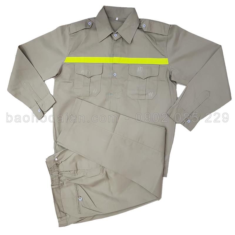 Quần áo bảo hộ DN03 màu ghi phối phản quang