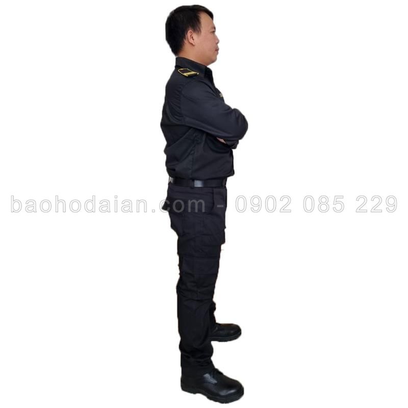 Quần áo vệ sĩ dài tay vải kaki 65/35 kèm cầu vai
